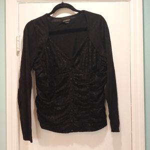 Black lace front sweater